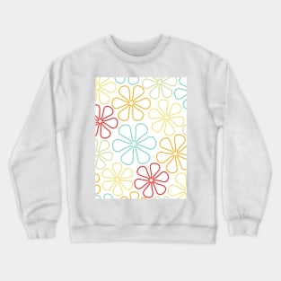 Abstract Flowers Red Yellow Orange Lime Teal White Crewneck Sweatshirt